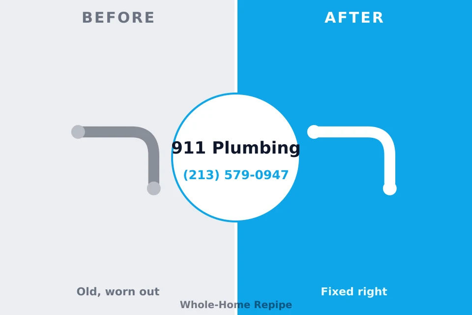 Before and after: plumbing repair Kulpmont, PA